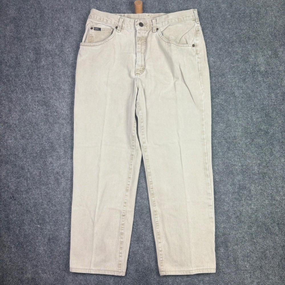 Lee Straight Leg Jeans Mens 36x30 Tan Cotton Vintage Made in USA 205-5825 - Picture 1 of 9